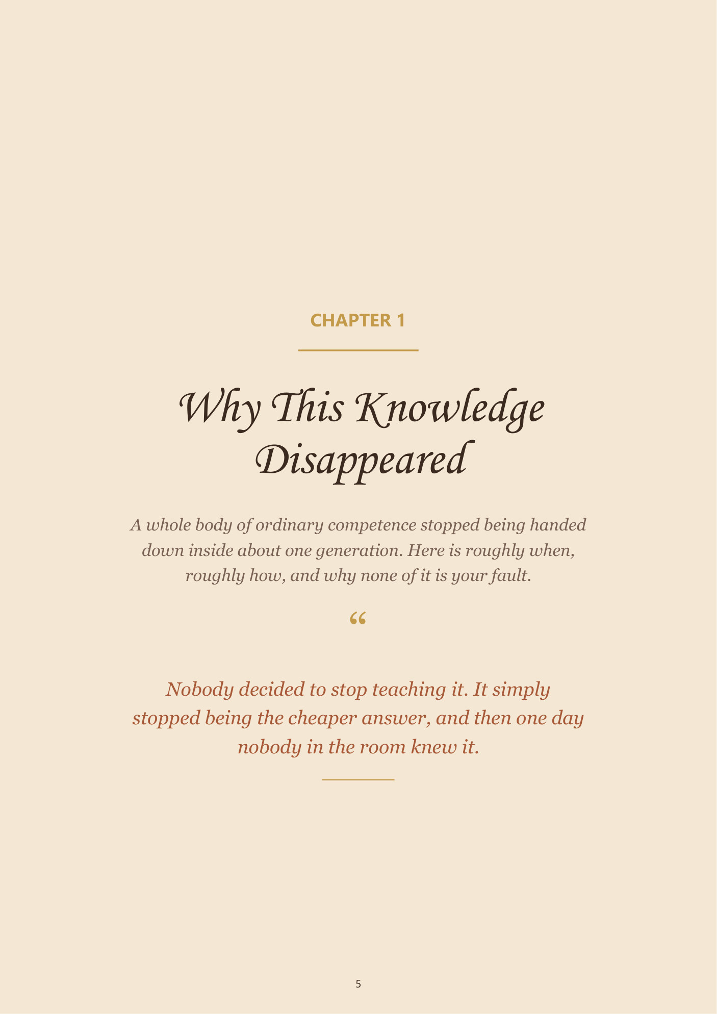The free chapter, open on a bench